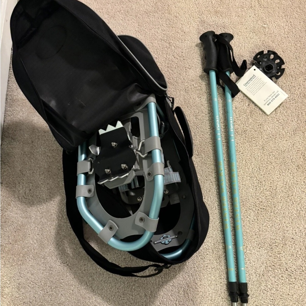 L.L. Bean Black and Blue Snowshoe Set